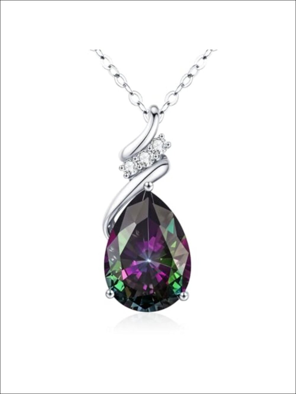 S925 Sterling Silver Teardrop Birthstone Necklace